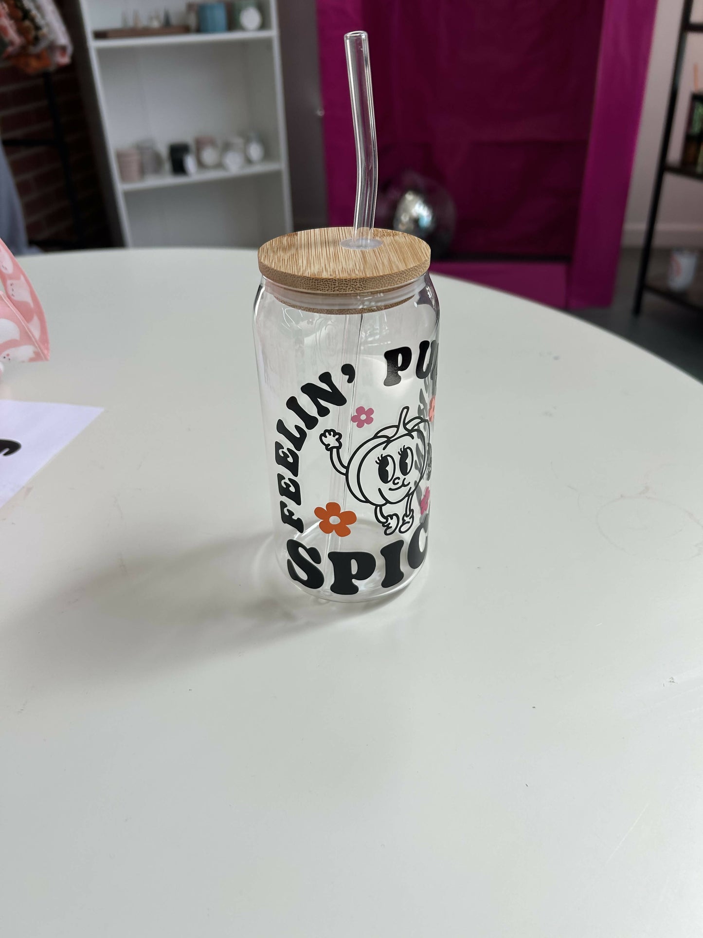 Feelin’ Pumpkin Spicy- glass tumbler