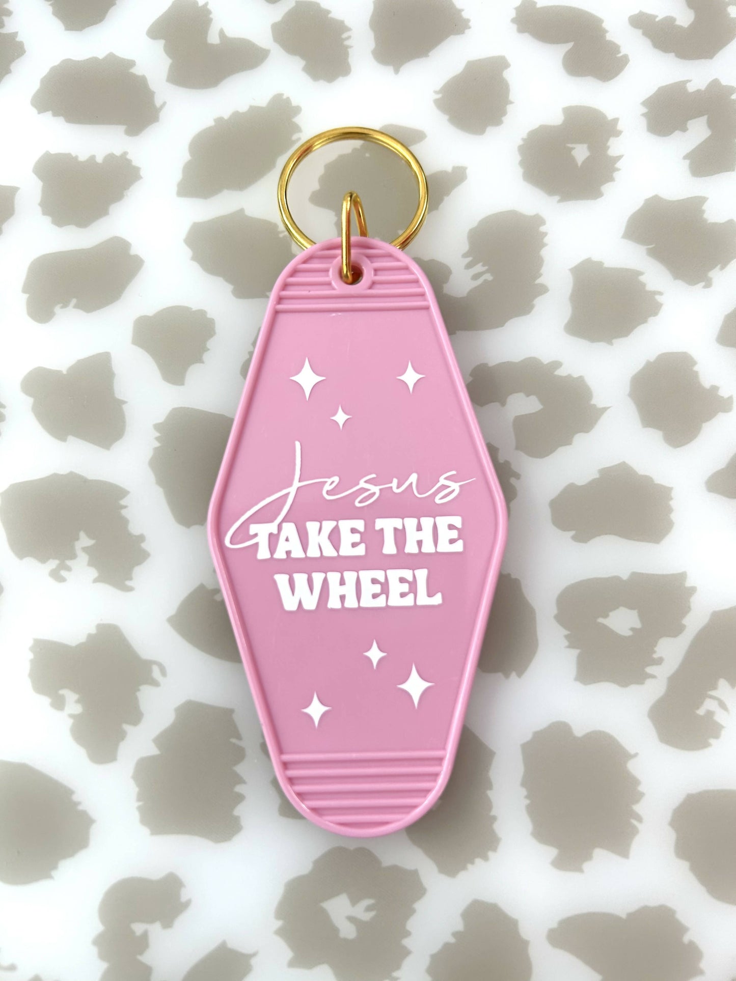 Jesus Take the Wheel Motel Keychain