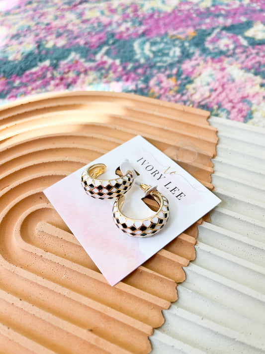 Black & White Checkered Earrings