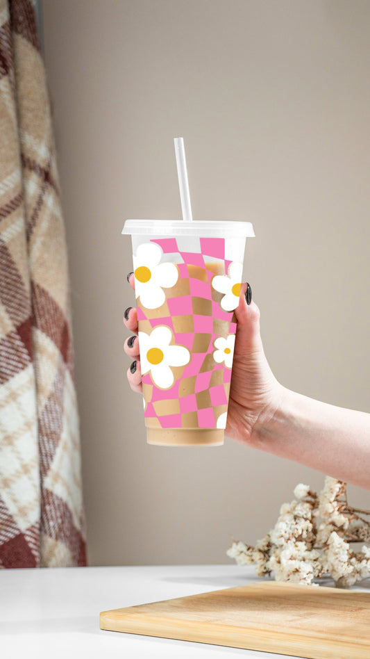 Retro Floral Checkers- Tumbler